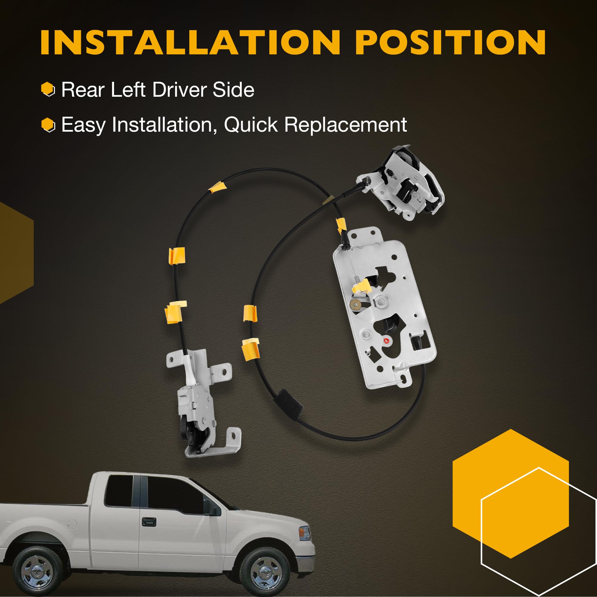 Rear Left Door Lock Latch Actuator, Upper and Lower Rear Left Driver Side, Compatible with 2004 2005 2006 2007 2008 Ford F150 Extended Cab Pickup, Repalces 6l3Z-18264A01-B 8L3Z18264A01B
