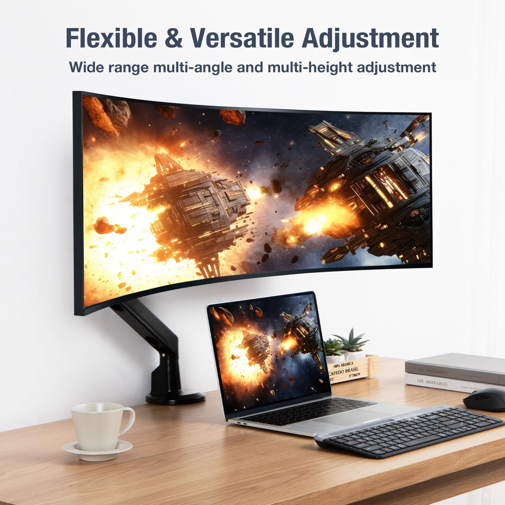 AVLT Single Monitor Arm Desk Mount 13–38 inch  Full Motion VESA Ultrawide Black