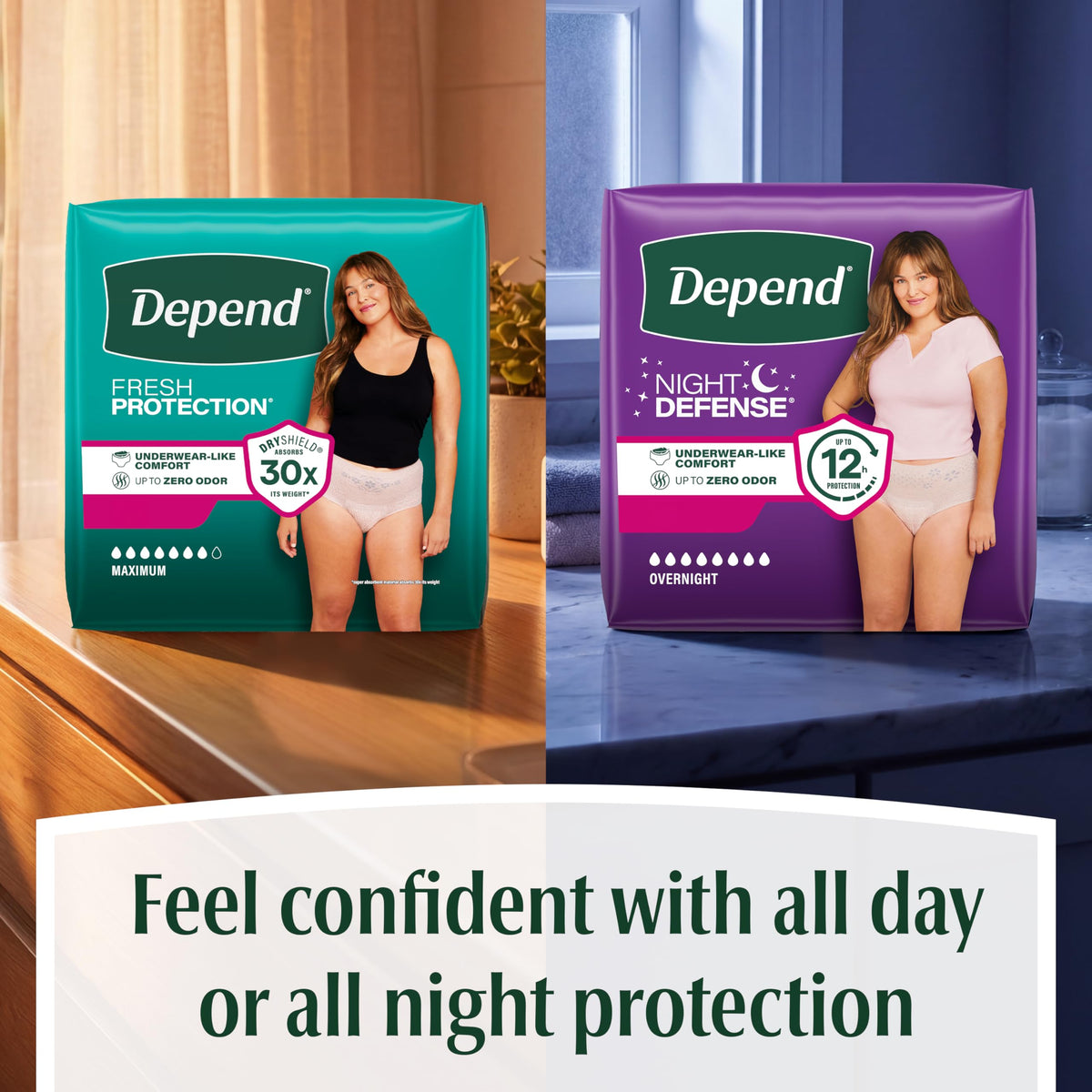 Depend Fresh Protection Adult Diapers for Women, XL, 68 Count