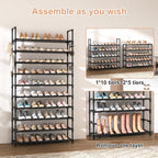 VTRIN 10 Tier Shoe Rack Large Capacity Metal Shoe Organizer for Closet Entryway
