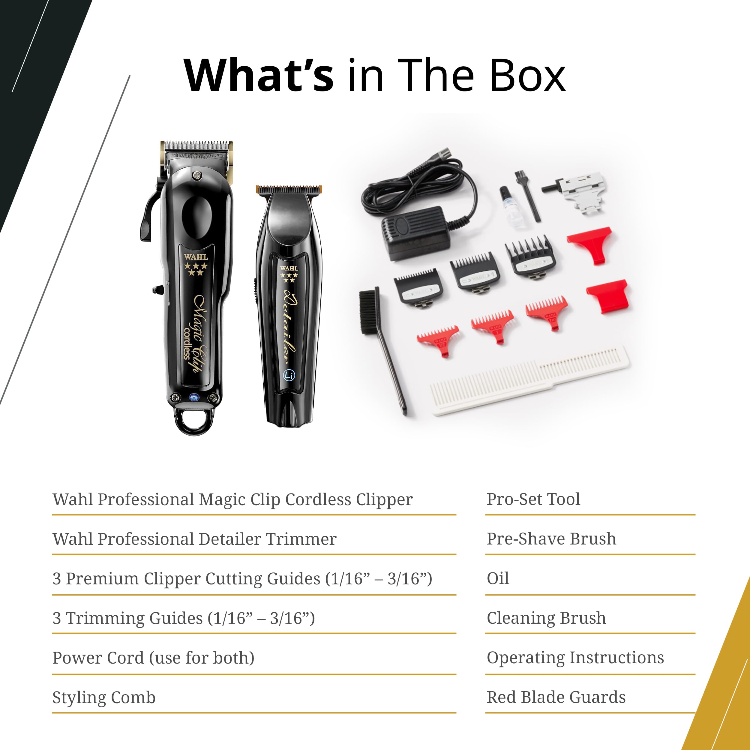 Wahl Professional Cordless Barber Combo, Magic Clip & Detailer Li, Lithium-Ion