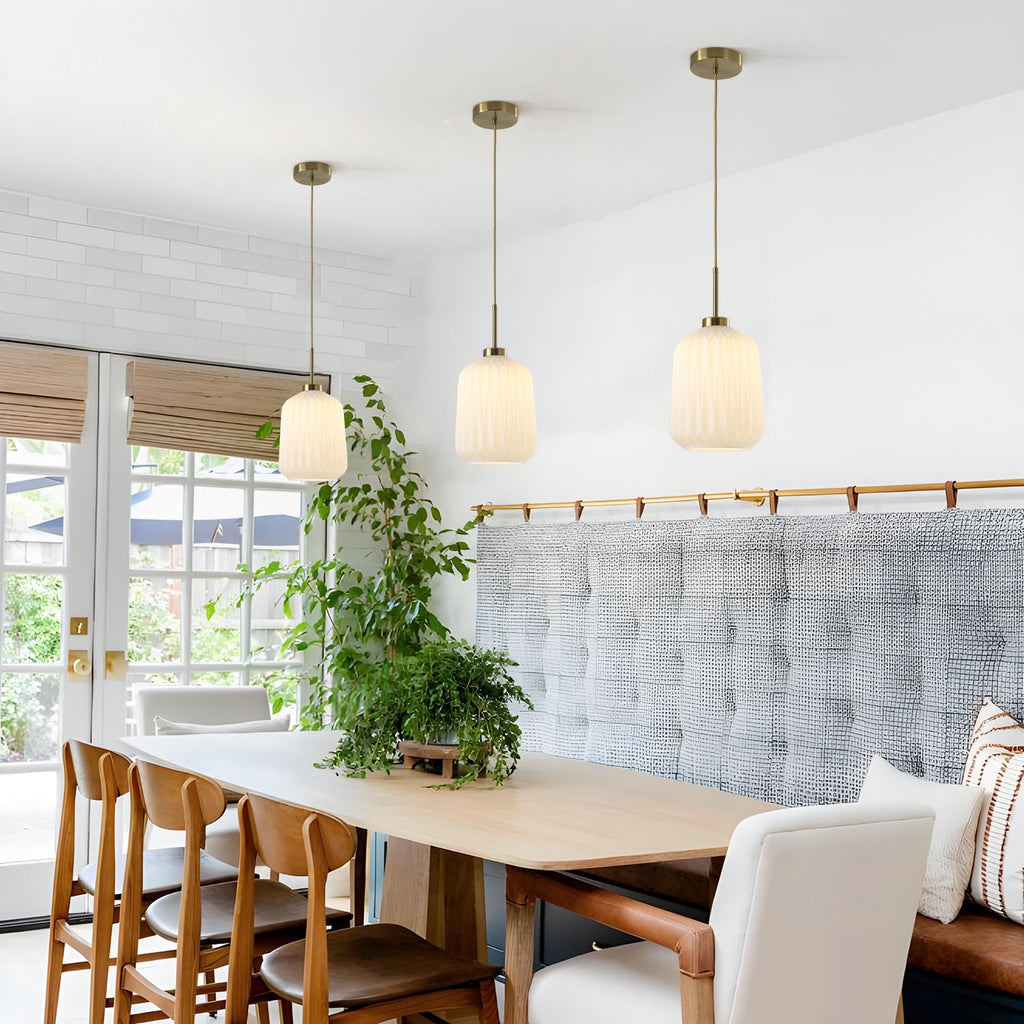 Fulesi Mid Century Gold Pendant Light White Glass Kitchen Island Fixture