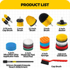 Holikme 22Pack Drill Brush Attachments Set,Scrub Pads & Sponge, Buffing