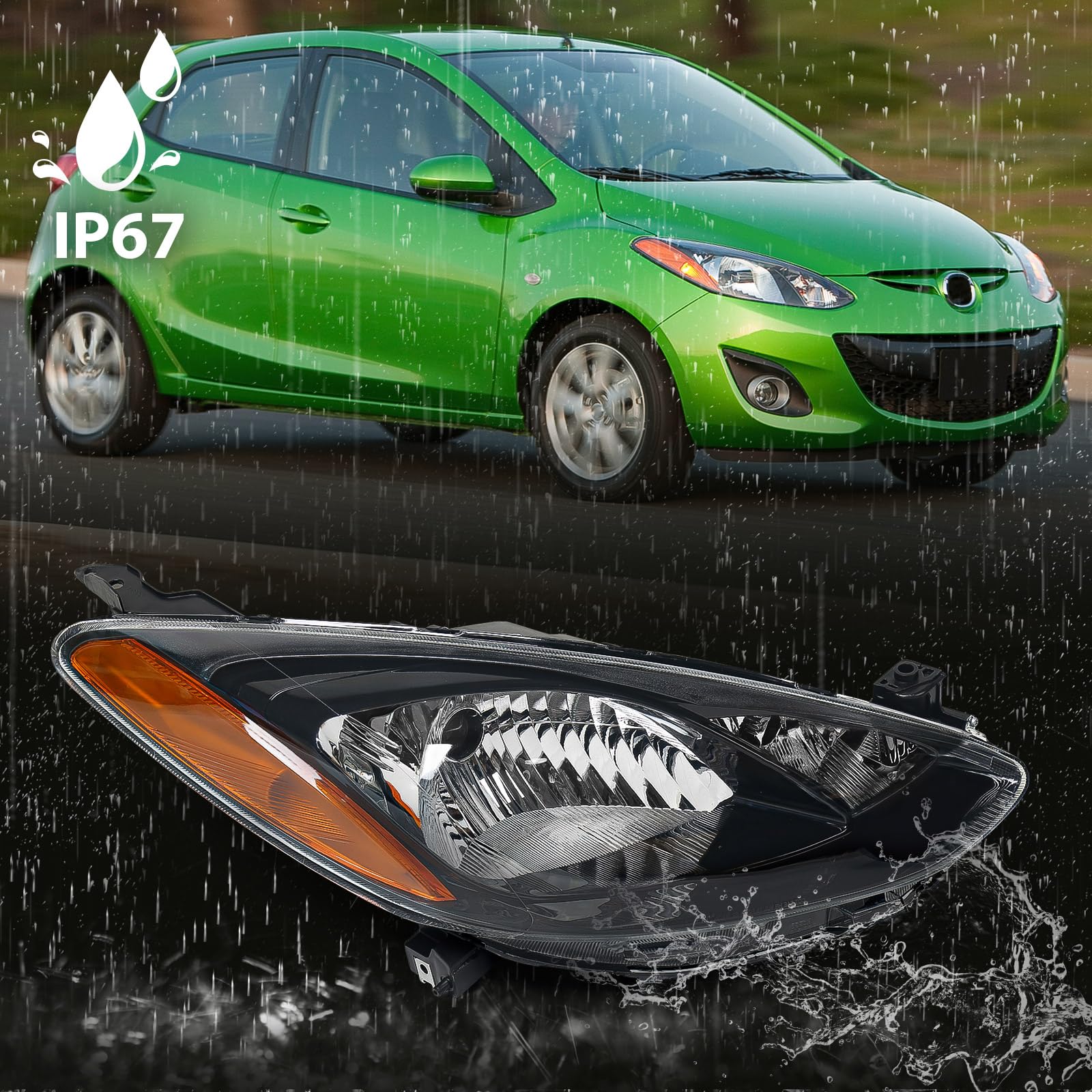 Huray Halogen Headlight Assembly for Mazda 2 2011 2012 2013 2014 RH Projector
