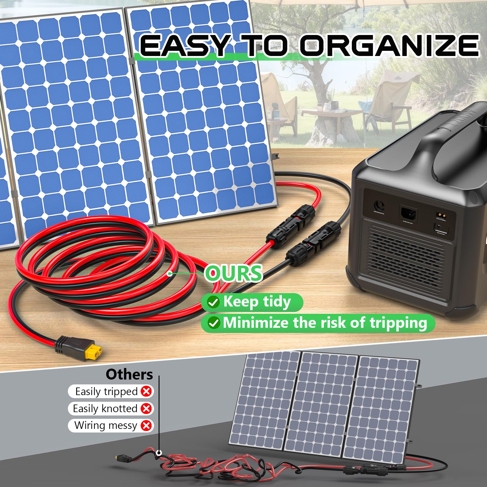Vansdon Solar to XT60 Cable- 10AWG 30FT XT60 Solar Cable Charging Extension