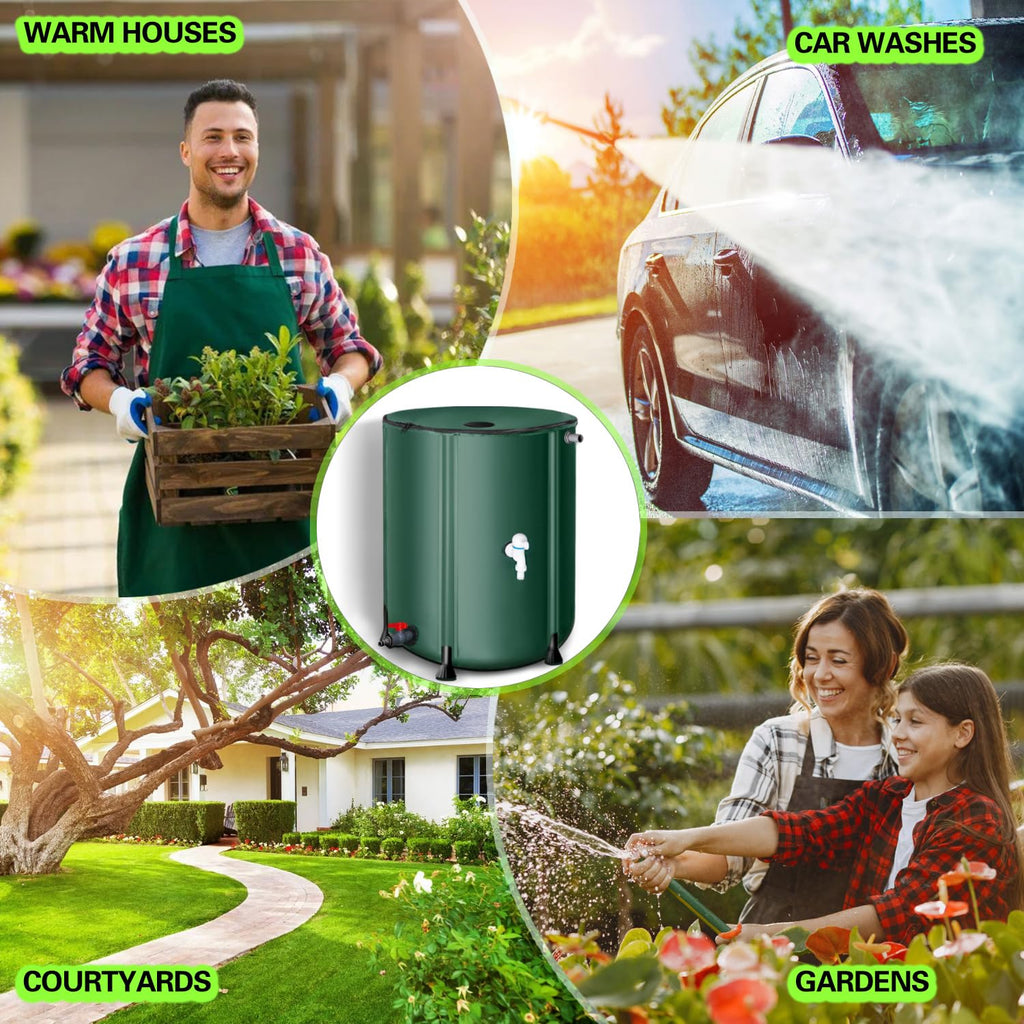 200 Gallon Collapsible Rain Barrel, Foldable Outdoor Water Tank with Faucet, for