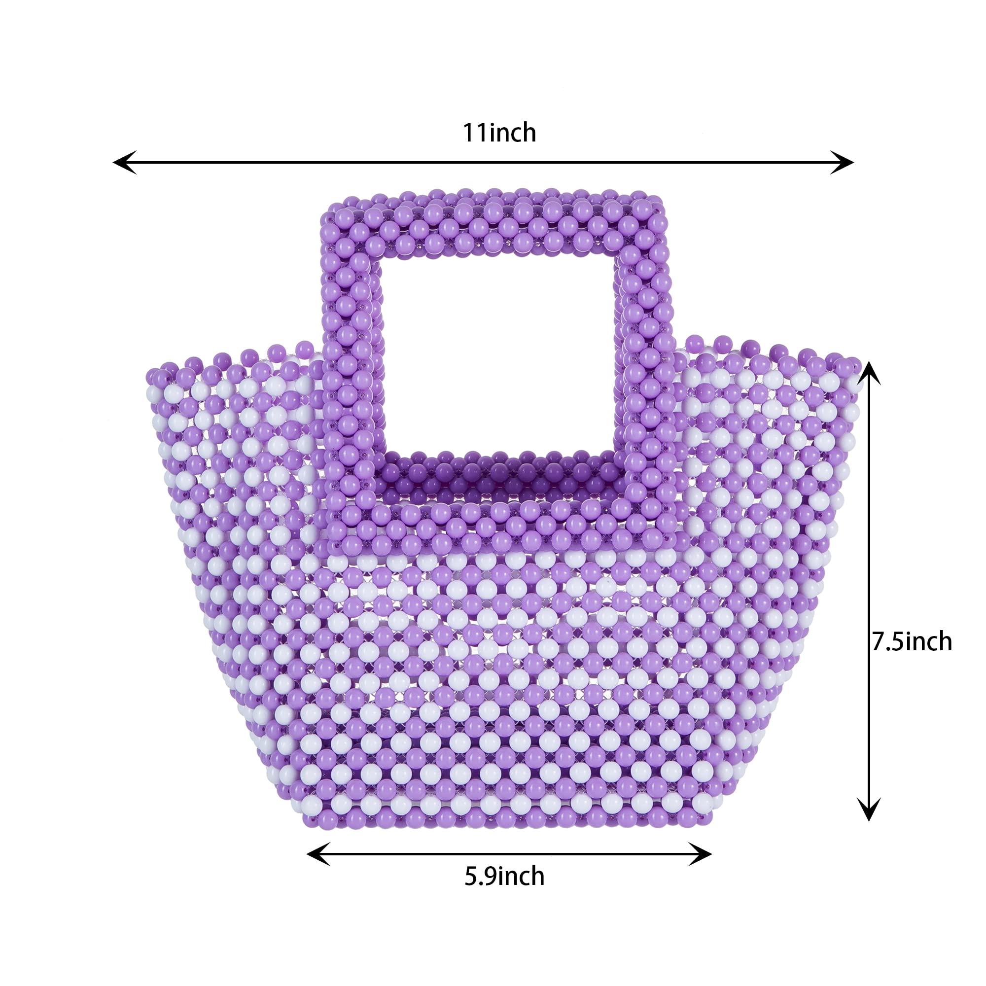 Women Acrylic Beaded Tote Bag Macaron Color Evening Wedding Party Purse