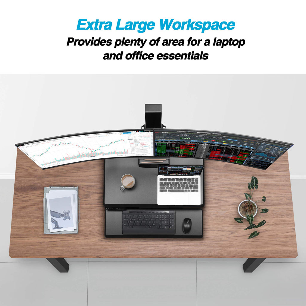 AVLT Electric Standing Desk Converter Triple 32" Monitor Sit Stand Riser