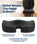 Everlasting Comfort Memory Foam Seat Cushion Ergonomic Large Black Sciatica