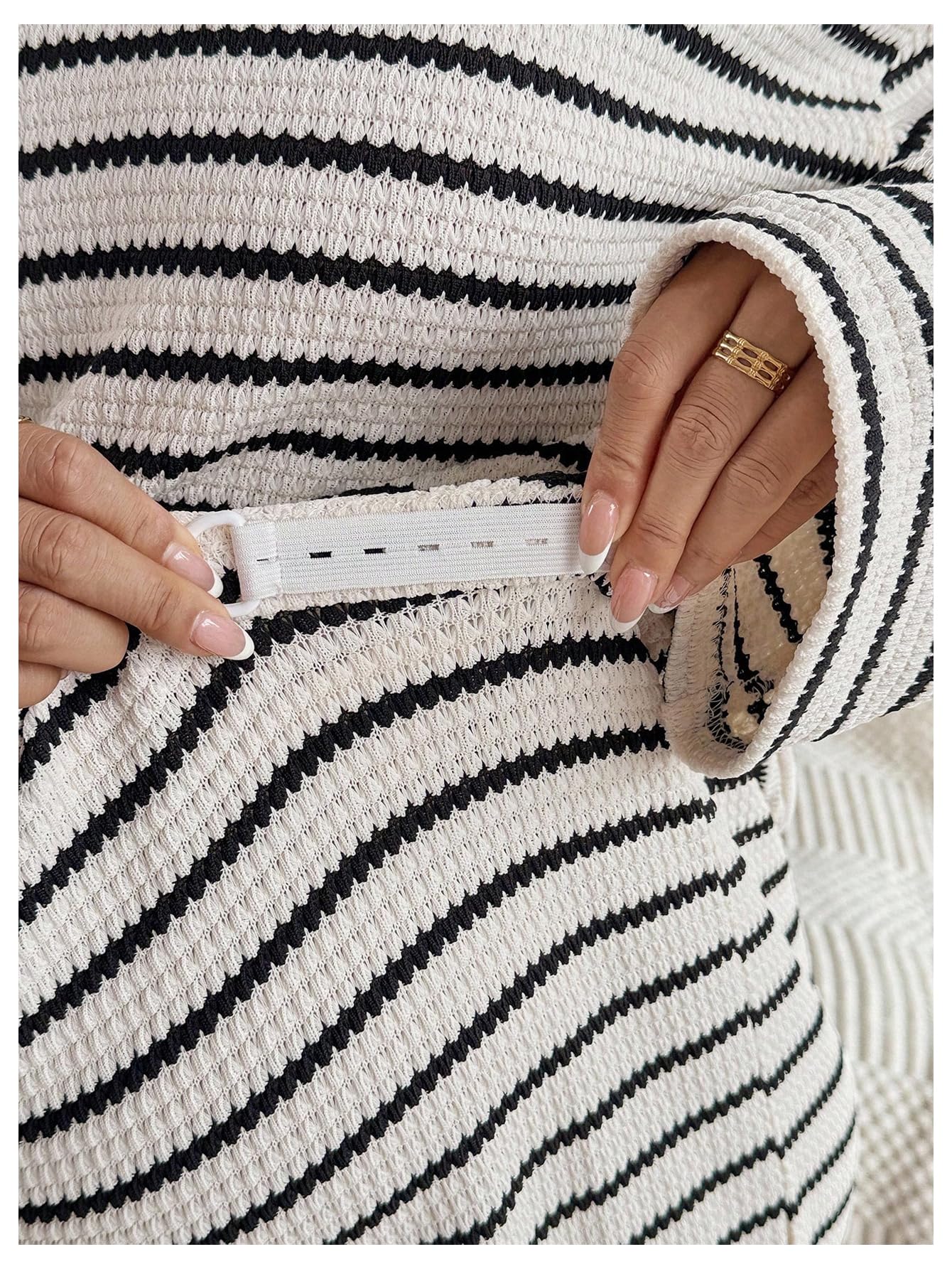 Verdusa Womens Maternity 2 Piece Set Striped Long Sleeve Top Pants Lounge Wear