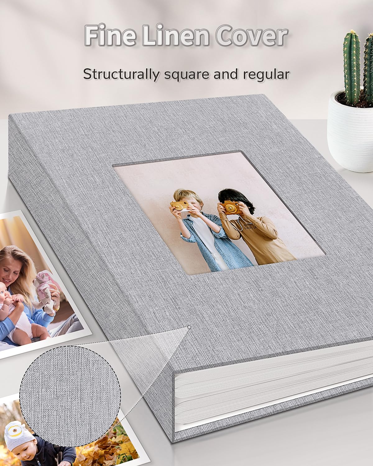 Artfeel Photo Album 4x6 300 Pockets Linen Cover Memory Book White Pages