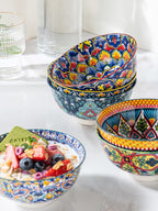 6 Pack HENXFEN LEAD Small Dessert Bowls – 10 oz Boho Ceramic Bowls for Ice