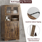GarveeHome 54 in Tall Bathroom Cabinet, Farmhouse Storage Cabinet with Glass