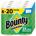 Bounty Quick Size Paper Towels, White, 8 Family Rolls = 20 Regular Rolls