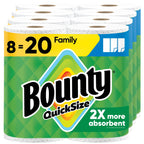 Bounty Quick Size Paper Towels, White, 8 Family Rolls = 20 Regular Rolls
