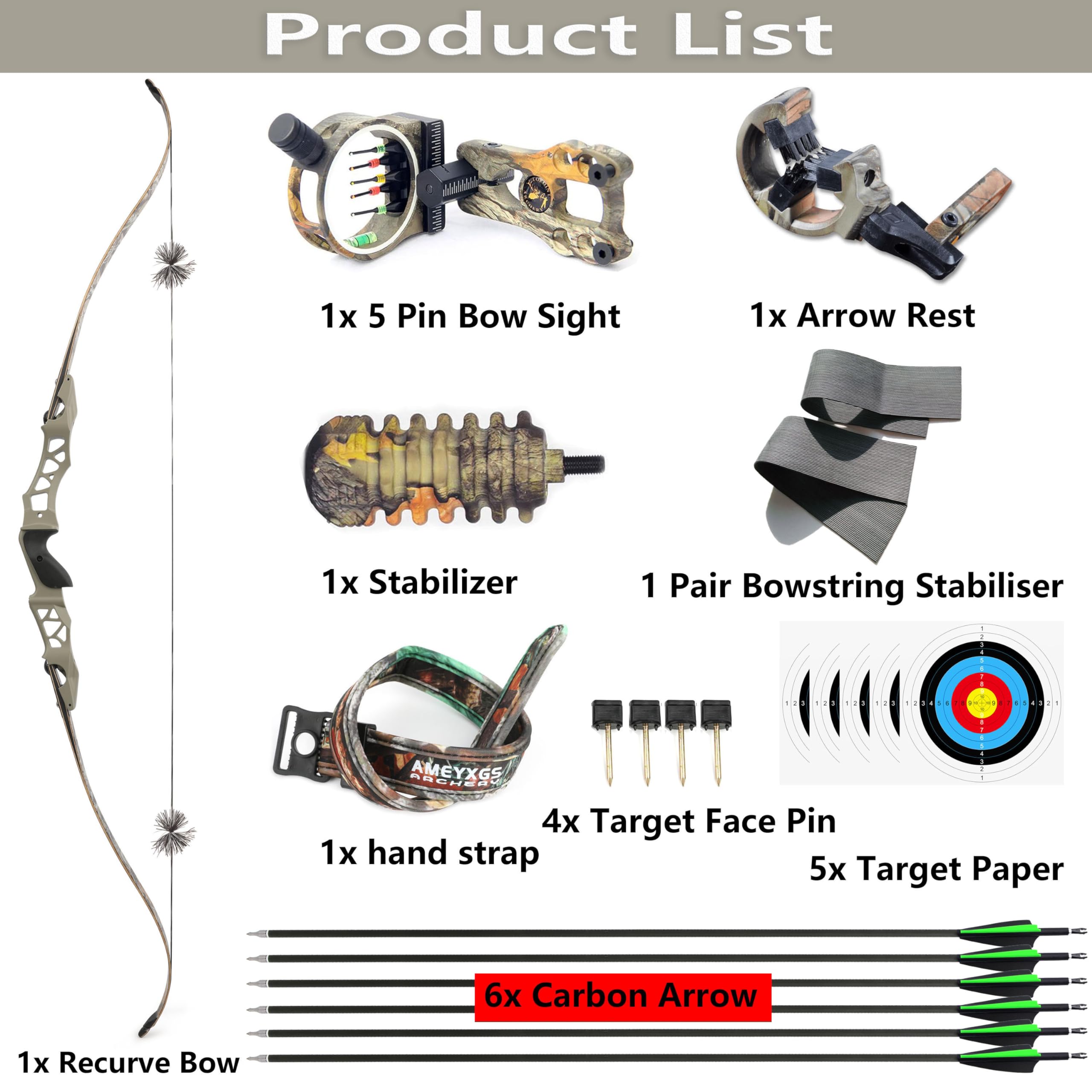 limaity 64" Takedown Hunting Recurve Bow ILF Limbs CNC Riser Right Handed