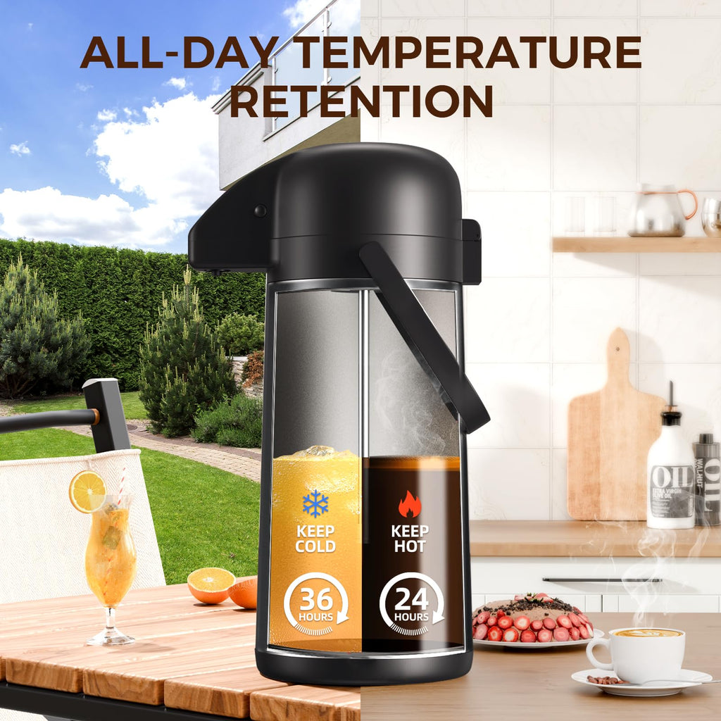 Coffee Carafe for Keeping Hot - Gezoss 102OZ / 3L Airpot Coffee Dispenser with