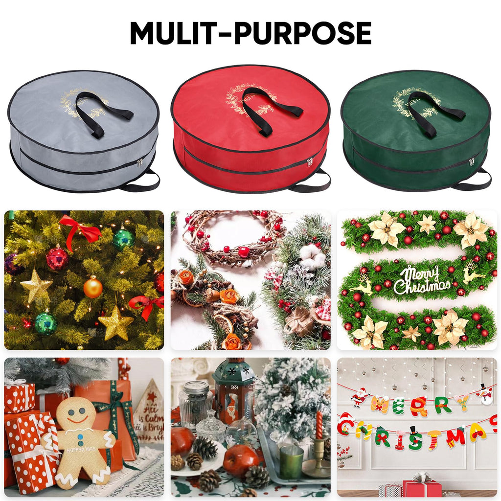 BALEINE 2 Pack Christmas Wreath Storage Bags 30x8 Reinforced with Handles