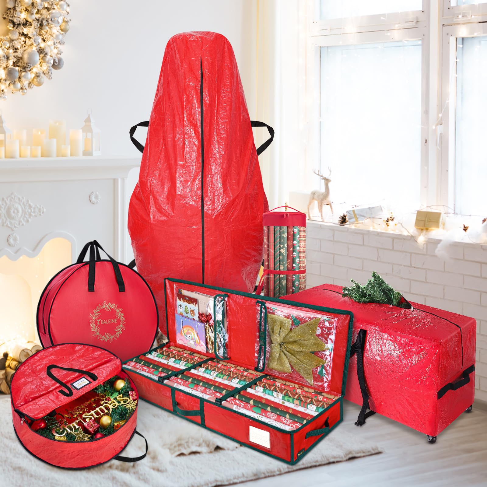 BALEINE 2 Pack Christmas Wreath Storage Bags 30x8 Reinforced with Handles