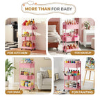 Goovilla Diaper Cart with Lockable Wheels and Easy Assembly, 3 Tier Pink Rolling