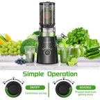 Cold Press Juicer Slow Masticating 5" Wide Chute 1.5L Stainless Steel Black