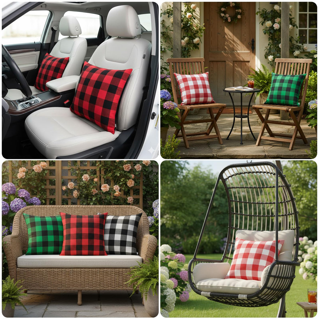 Thmyo 16x16inch  4-Pack Buffalo Check Plaid Throw Pillow Covers Farmhouse Rustic