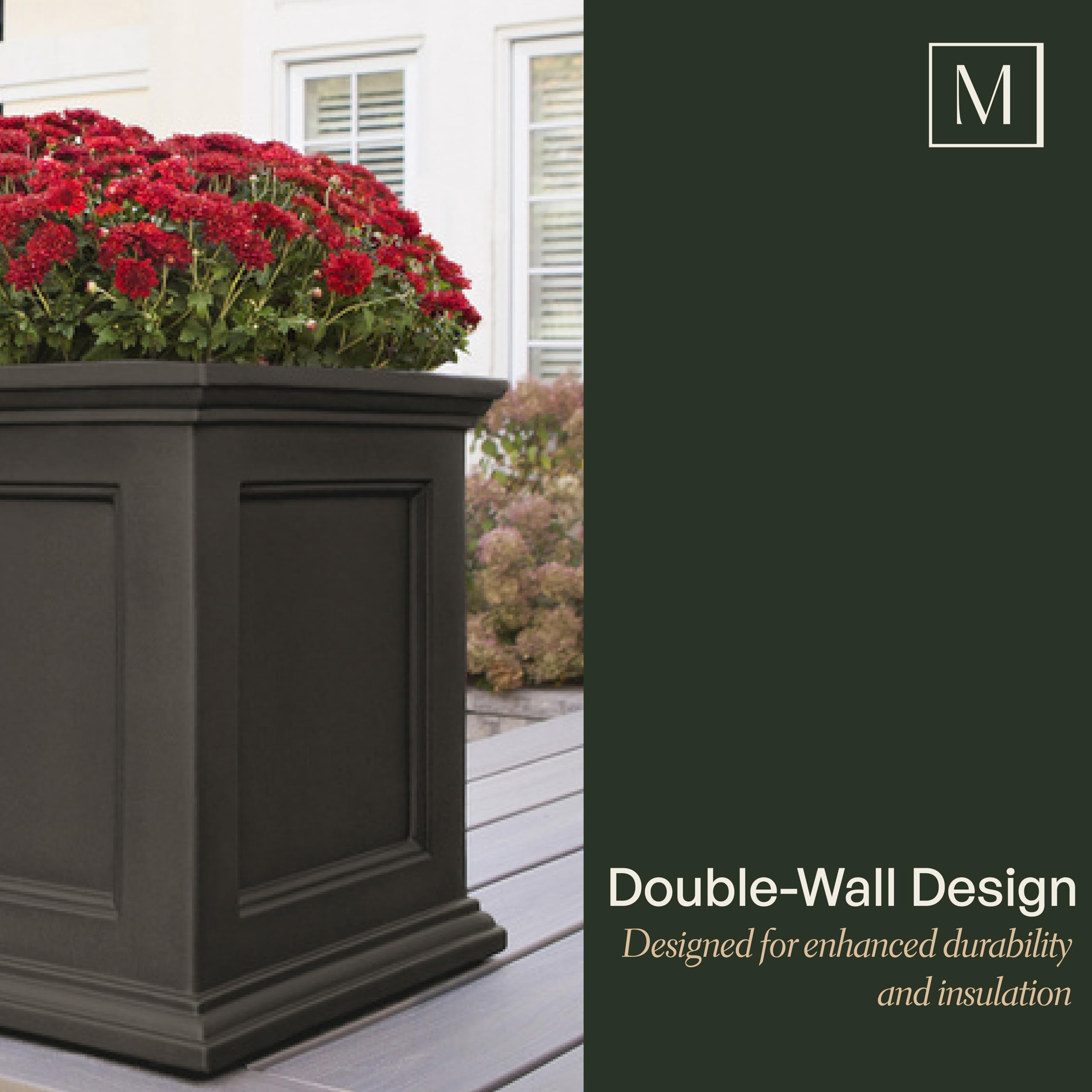 Mayne Fairfield 20in Square Planter Self-Watering Weather Resistant Outdoor