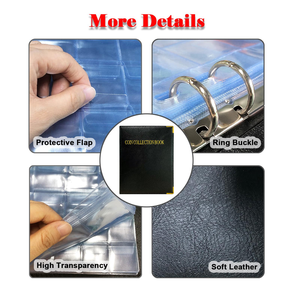 Intendvision Coin Album - 20 Pages, 360 Pockets Two Coin Size, Coin Collection