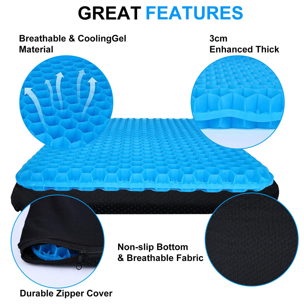 Yimiyaa Gel Seat Cushion, Double Thick Egg Gel Cushion for Pressure Pain Relief,