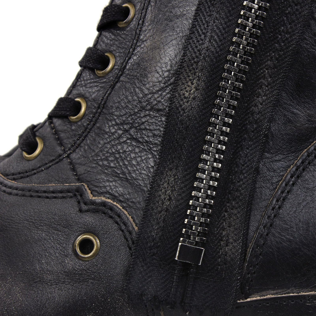 OSSTONE Moto Boots for Men Fashion Zipper-up Leather Chukka Boots Casual Shoes 5008-8, Retro Black, US9