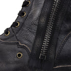 OSSTONE Moto Boots for Men Fashion Zipper-up Leather Chukka Boots Casual Shoes 5008-8, Retro Black, US9