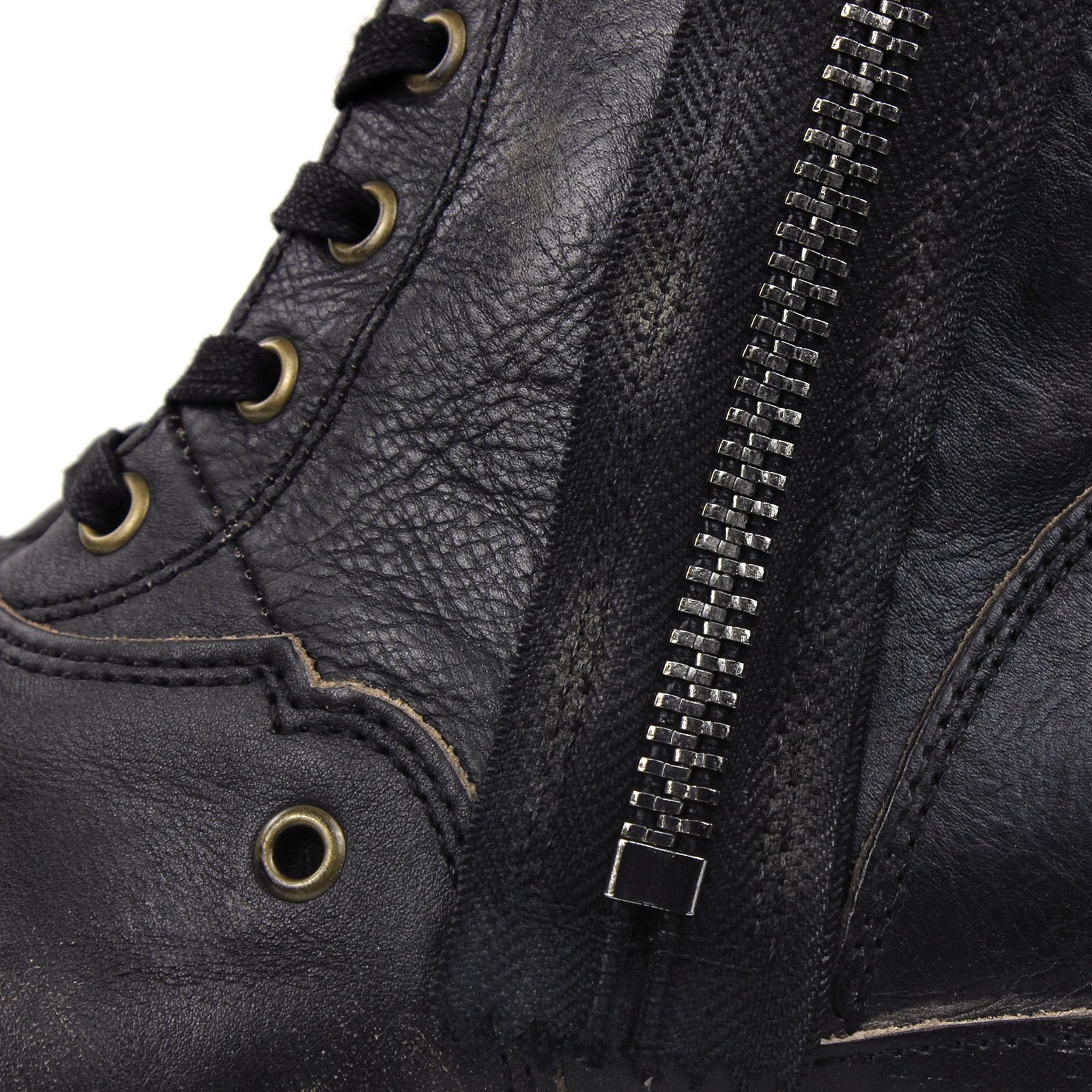 OSSTONE Moto Boots for Men Fashion Zipper-up Leather Chukka Boots Casual Shoes 5008-8, Retro Black, US9