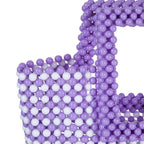 Women Acrylic Beaded Tote Bag Macaron Color Evening Wedding Party Purse