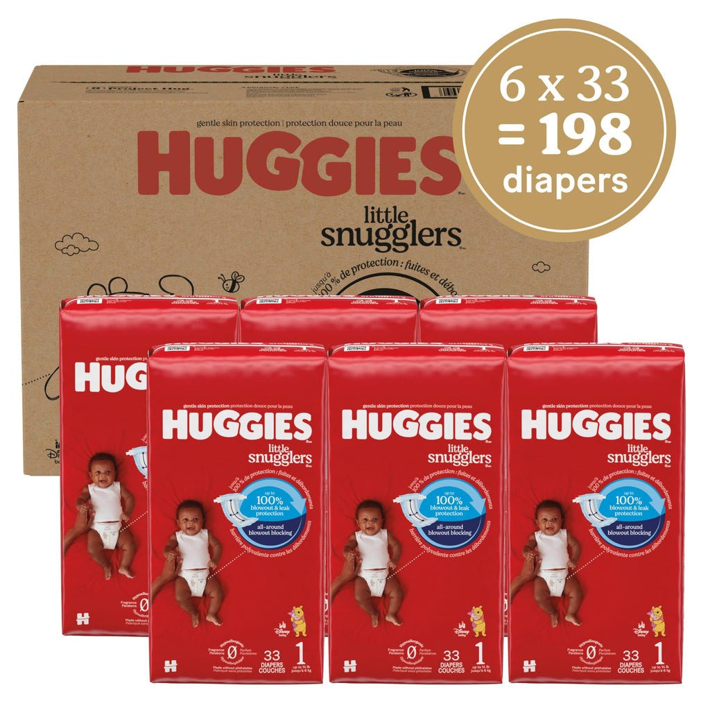 Huggies Size 1 Diapers, Little Snugglers Diapers, Size 1 (8-14 lbs), 198 Count