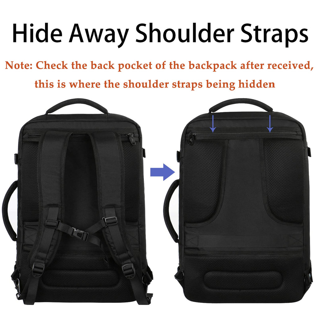 MATEIN 40L Carry On Travel Backpack Expandable Weekender Bag Black