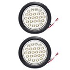 All Star Truck Parts] 4" Inch White 24 LED Round Reverse/Backup/Tail Trailer Light Kit with 3 wire Pigtail Plug & Grommet- Qty 2