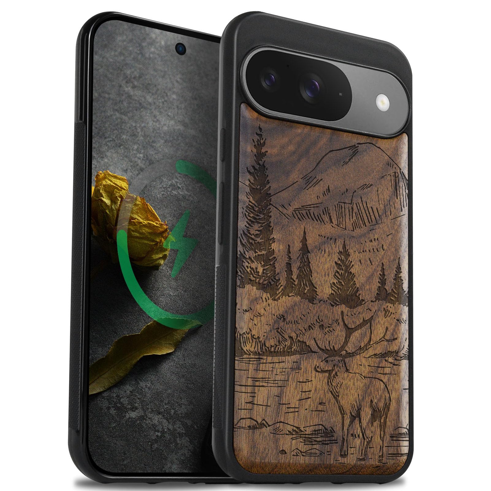 Carveit Magnetic Wooden Case for Google Pixel 9 Case, Wood Artisan Engraved &