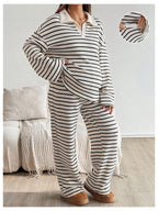 Verdusa Womens Maternity 2 Piece Set Striped Long Sleeve Top Pants Lounge Wear