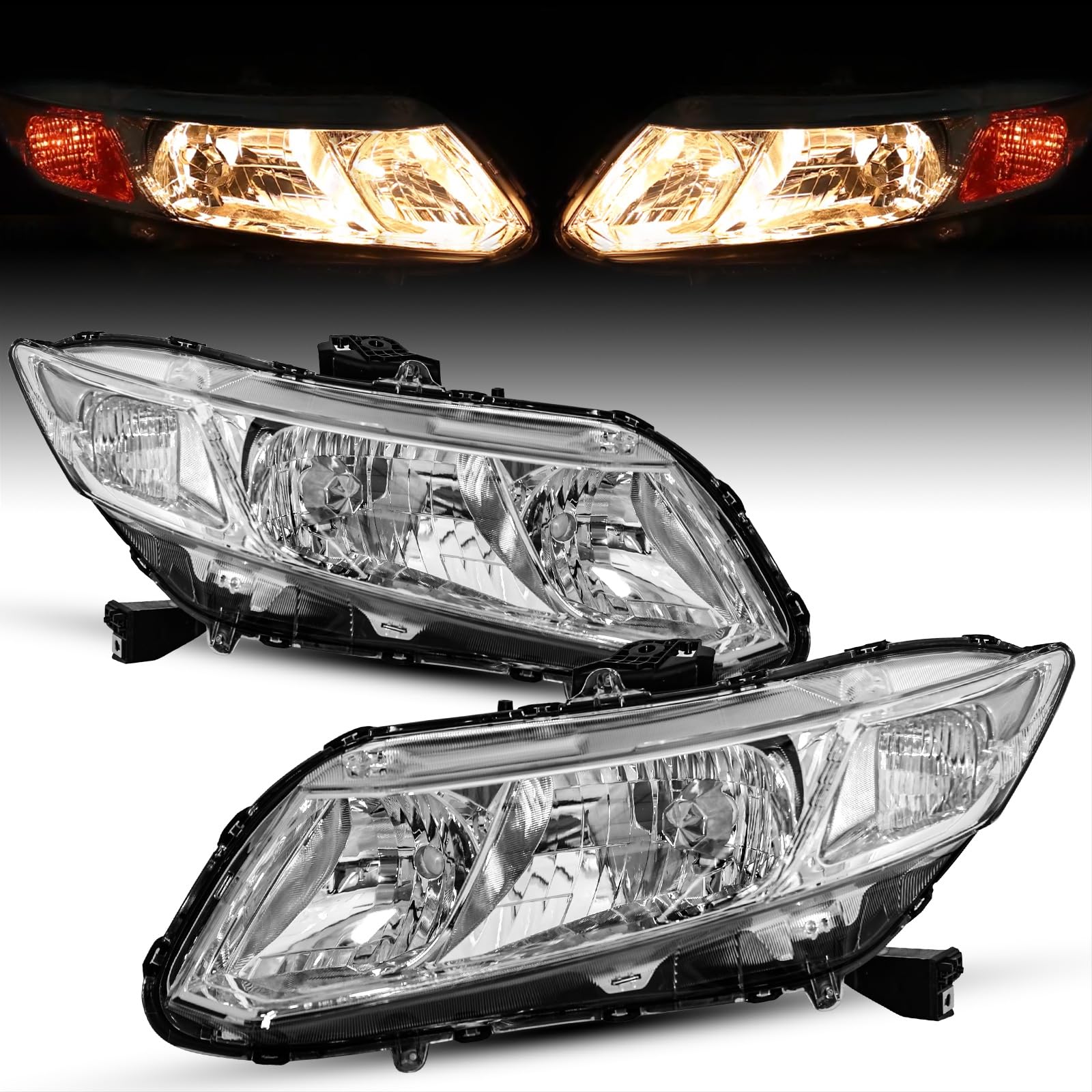 Headlights Assembly for 2012-2015 Honda Civic 4Dr Sedan | 2012-2013 Honda Civic