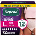 Depend Night Defense Adult Diapers for Women, Large, 72 Count