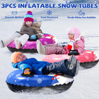 Menmek 36 Inch Snow Tube 3-4 Pack Inflatable Snow Sled Durable PVC Heavy Duty