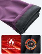 Kids Girls Snow Pants Waterproof Ski Pants Fleece Lined Winter Purple/Black M