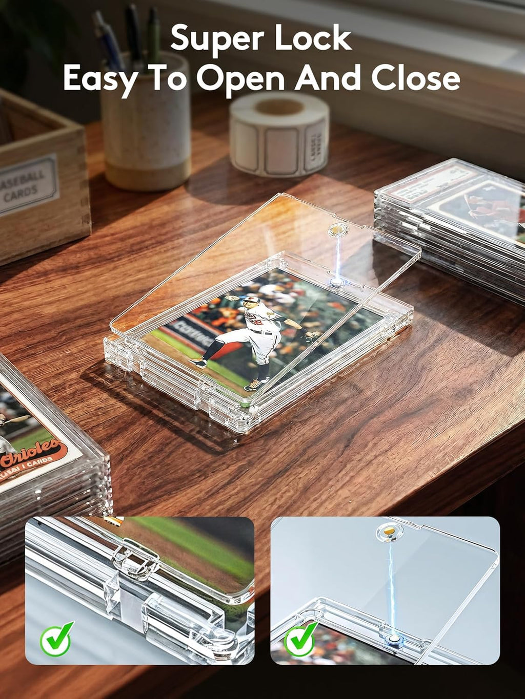 Magnetic Card Holder, Super Thin Premium 35pt One Card Holder Touch Card