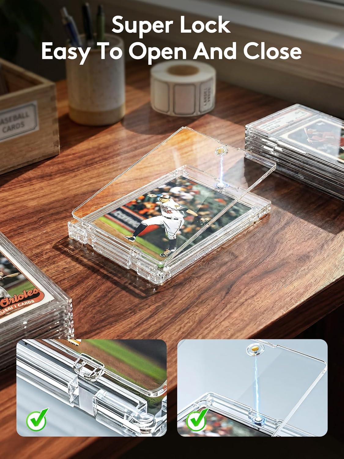 Magnetic Card Holder, Super Thin Premium 35pt One Card Holder Touch Card