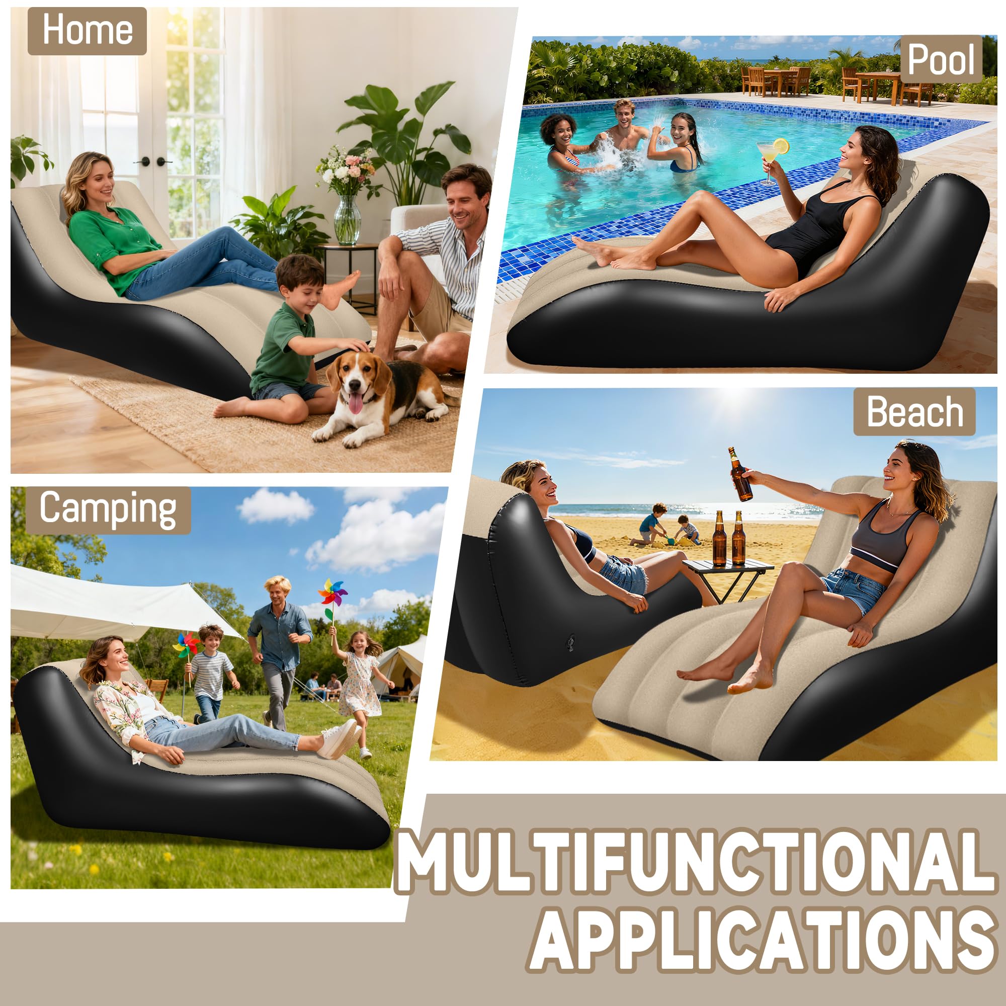 SeaSlep Inflatable Couch for Camping, Blow-Up Couch with Flocked Surface,
