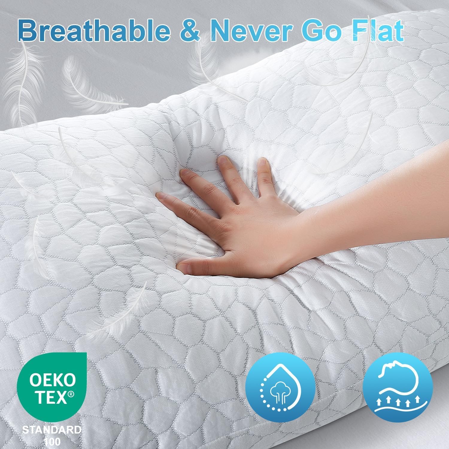 QUTOOL Cooling Memory Foam Pillow Queen Adjustable for Side Back Sleepers