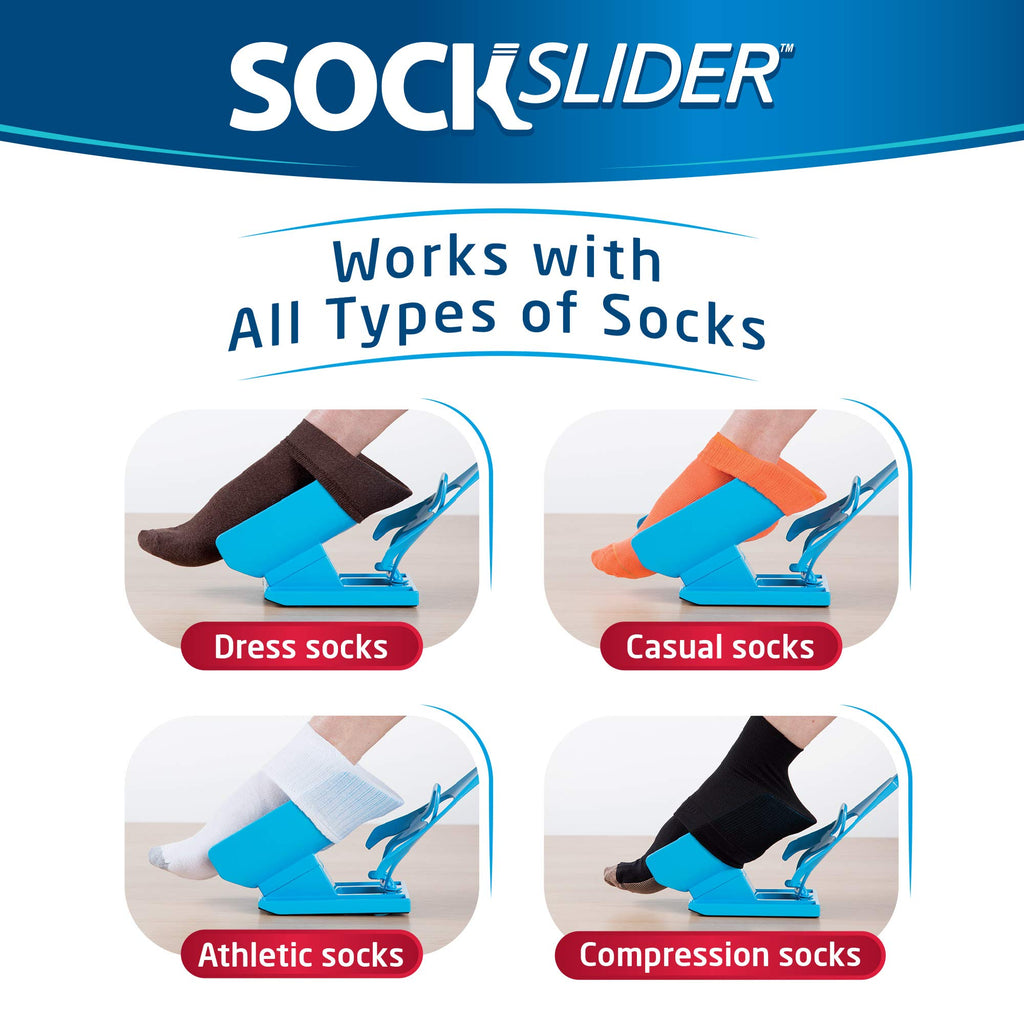 Sock Slider Sock Aid Kit & Shoe Horn Easy On Off Dressing Aid Blue Travel