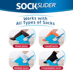 Sock Slider Sock Aid Kit & Shoe Horn Easy On Off Dressing Aid Blue Travel