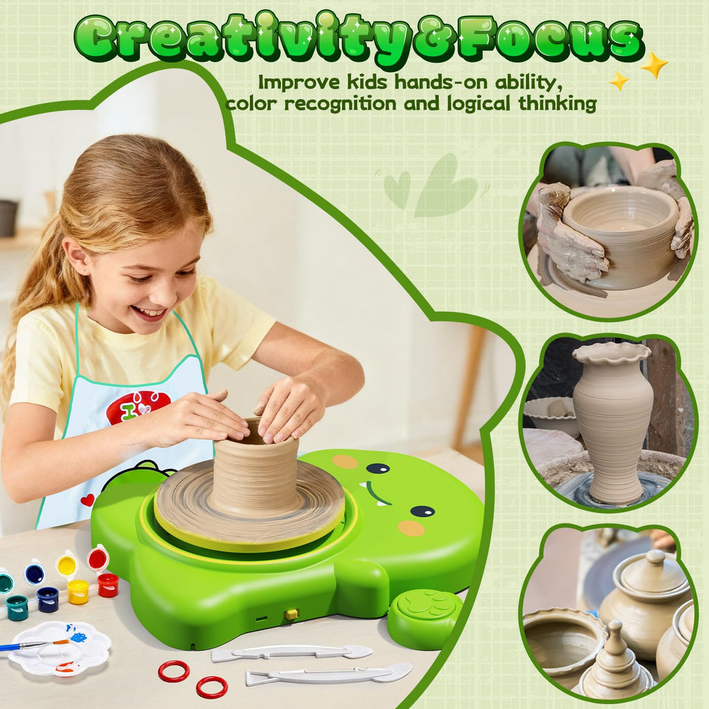 Skirfy Mini Pottery Wheel Kit for Beginners Kids,Electric Ceramic Wheel with