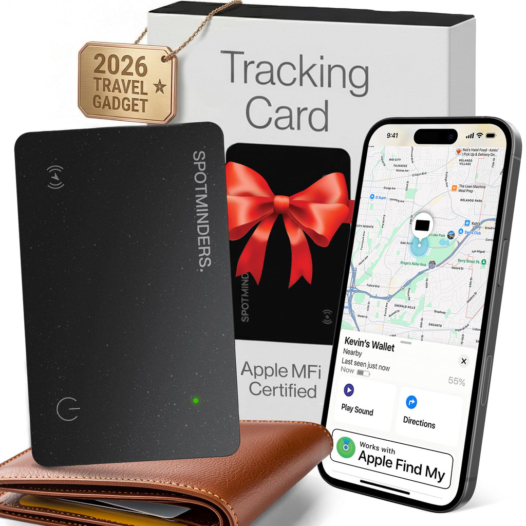 SPOTMINDERS Wallet Tracker Card Apple Find My Rechargeable IP68 Slim